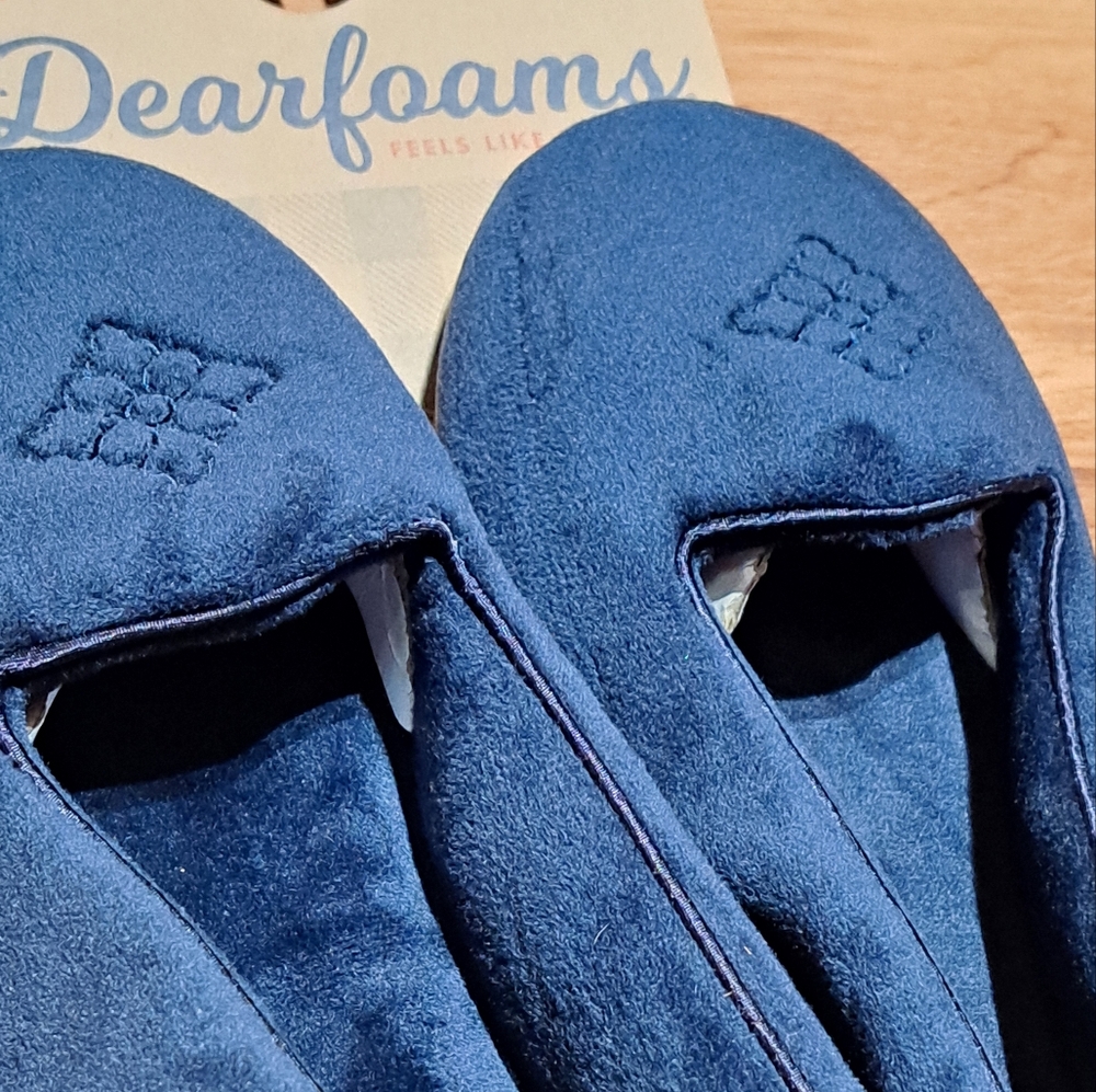 Dark Blue Dearfoams Women's Slippers XL (11-12) - Picture 2 of 9